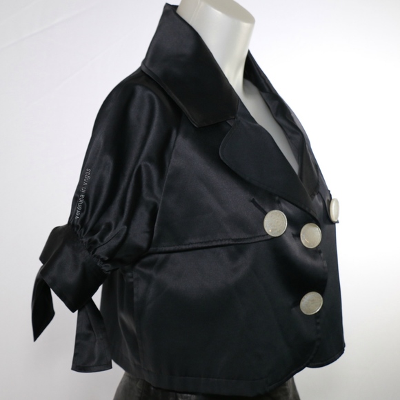 VERTIGO PARIS CROPPED SATIN TRENCH JACKET - Picture 1 of 4